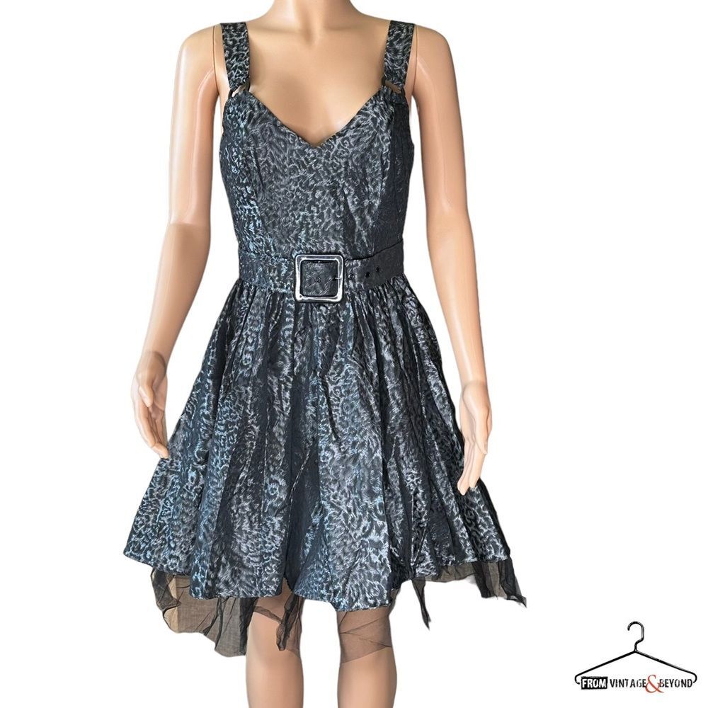 Y2K Betsey Johnson Retro Silver Black Leopard Dress